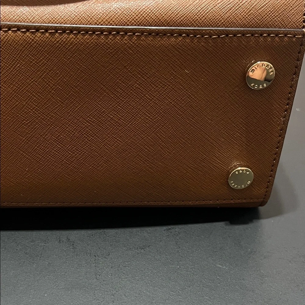 Michael Kors Brown Hamilton Satchel with Gold Accents